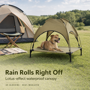 <b>Raised</b> <b>Dog</b> <b>Bed</b> with Canopy Shade for Medium Large <b>Dogs</b> Portable Pet Cot Sun Shelter Waterproof Elevated Cat <b>Bed</b> Outdoor Use - Product Image 6