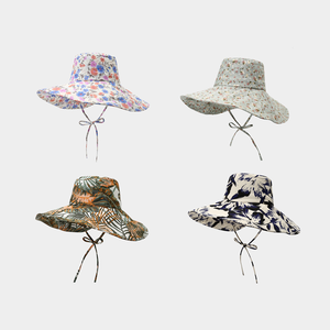 WD-A1012 moda bucolica motivo floreale grande tesa con cappello da pescatore primavera/estate Outdoor vacanza cappello da sole tendenza - Product Image 1