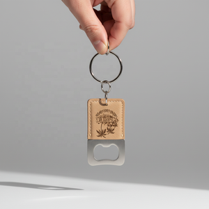 Ouvre-bouteille en cuir gravé au laser, vierge, avec surface en cuir PU lisse pour design personnalisé - Product Image 5