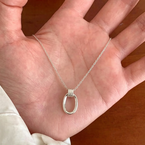 S925 Sterling Silver Geometric Double <b>Ring</b> <b>Necklace</b> For Women Minimalist Clavicle Chain 40.5Cm Length Elegant Fashion Jewelry - Product Image 3