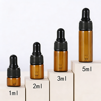 Bouteille compte-gouttes en verre transparent ambré miniature prête à être expédiée, 1 ml, 2 ml, 3 ml, 4 ml, 5 ml, flacon d'échantillon d'huile essentielle pour les voyages