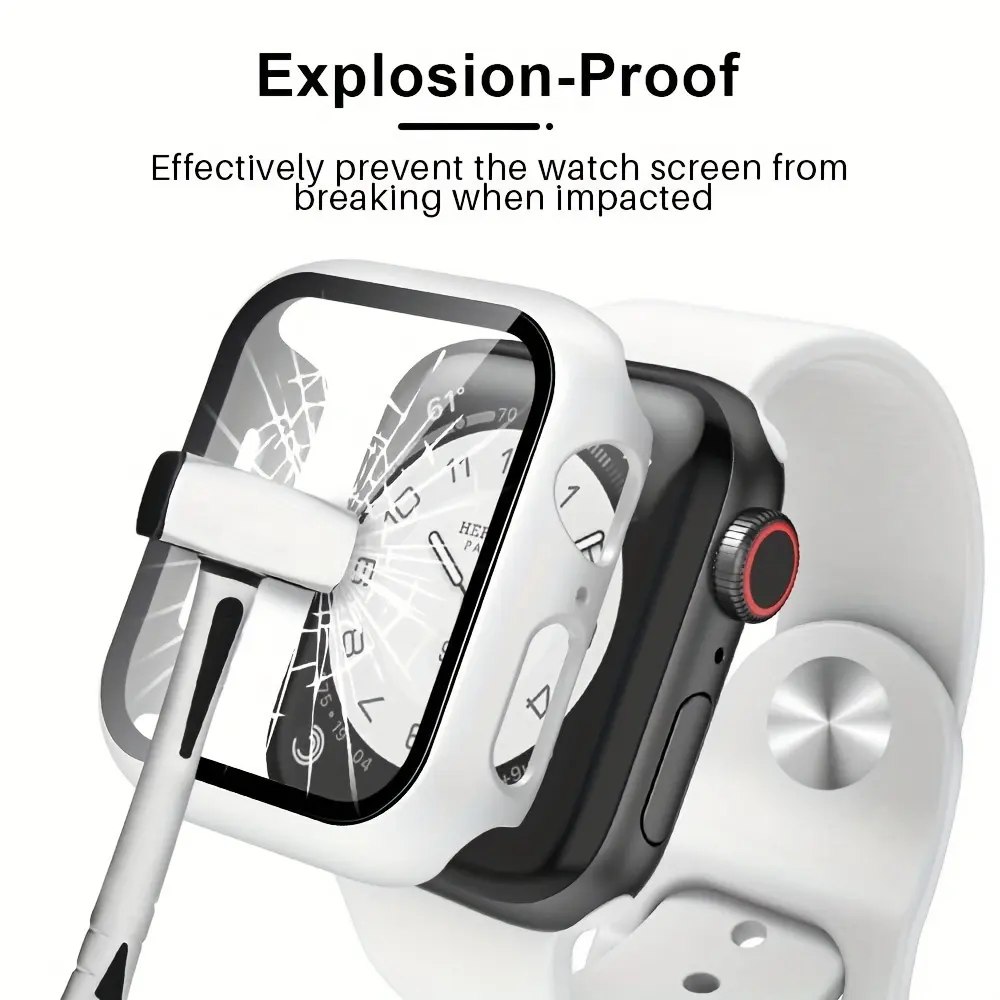 Protetor de Tela de Relógio Ultra-Fino Branco para Apple Watch Series 8/7/6/5/4/SE Compatível com iPhone