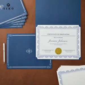 Porte-certificat en papier de luxe sur mesure, porte-certificat en lin, porte-certificat en relief