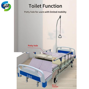 Manual Nursing Hospital <b>Bed</b> Adjustable Patient Care <b>Bed</b> With Castors <b>Sides</b> <b>Rails</b> Head Foot Washing Trapeze Bar - Product Image 2