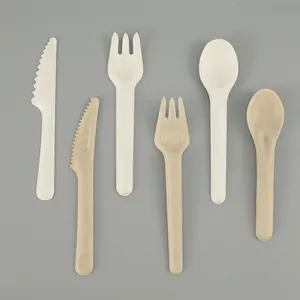 Biodegradable Compostable Sugarcane Bagasse Paper Cutlery Fiber Pulp Fork Knife Spoon Cutlery