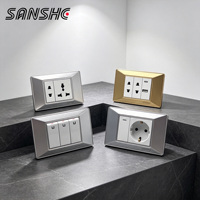 SANSHE SASO Luxury Gold 118 Type Interrupteur mural modulaire et prise de courant universelle pour projets hôteliers modernes en Arabie Saoudite et aux Émirats Arabes Unis