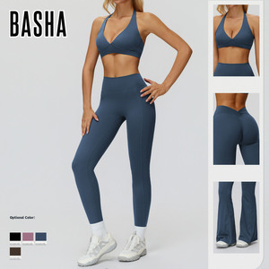 BASHAsports Women's Seamless Yoga Set Sports Bra Jacket <strong>Flare</strong> <strong>Leggings</strong> Workout Activewear Custom Logo - Product Image 3
