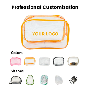 Sac cosmétique transparent en PVC de plusieurs couleurs avec fermeture éclair, petite trousse de maquillage portable, étui de voyage transparent, trousse de toilette - Product Image 6
