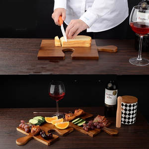 Ensemble de 4 grandes planches à découper en <span class=keywords><strong>bois</strong></span> d'acacia de haute qualité personnalisées, avec poignées de puzzle, planches à découper - Product Image 3