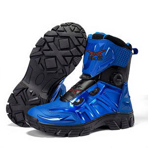 Bottes de moto professionnelles pour hommes |   Tige en cuir véritable |   Semelle intermédiaire en coton |   Semelle extérieure en caoutchouc PVC |   Chaussures personnalisables - Product Image 1