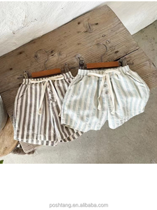 <span class=keywords><strong>Short</strong></span> rayé personnalisé pour garçons 100% coton pantalons courts d'été respirants simples pour bébés et enfants à séchage rapide - Product Image 3