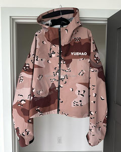 कस्टम लाइटवेट पॉलिएस्टर नायलॉन क्रॉप्ड छलावरण कैमियो जिप ऊपर बाहरी जलरोधक विंडब्रेकर हुडी जैकेट पुरुषों - Product Image 2