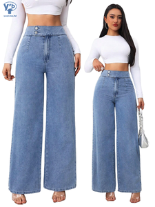 Jean baggy YUANBOFEI pour <span class=keywords><strong>femme</strong></span>, pantalon en denim rétro délavé, coupe droite et large, décontracté - Product Image 1