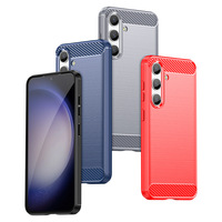 Étui de protection robuste en TPU souple à surface brossée en fibre de carbone pour Samsung Galaxy S25 S24 FE A16 A06 A36 A26 Note 20 S26