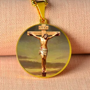 Thép không gỉ Christian trang sức cầu nguyện Vòng cổ Tôn Giáo Christian Dây chuyền mặt dây chuyền