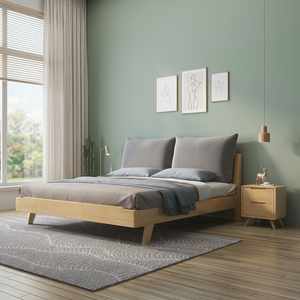 เตียงติดผนังไม้แอชแท้สไตล์โมเดิร์นกลางศตวรรษ เฟอร์นิเจอร์ห้องนอน - Product Image 2