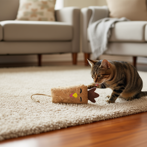 Juguete para Gatos Yommy, Pollo de Corcho de 11cm con Cuerda - Product Image 3