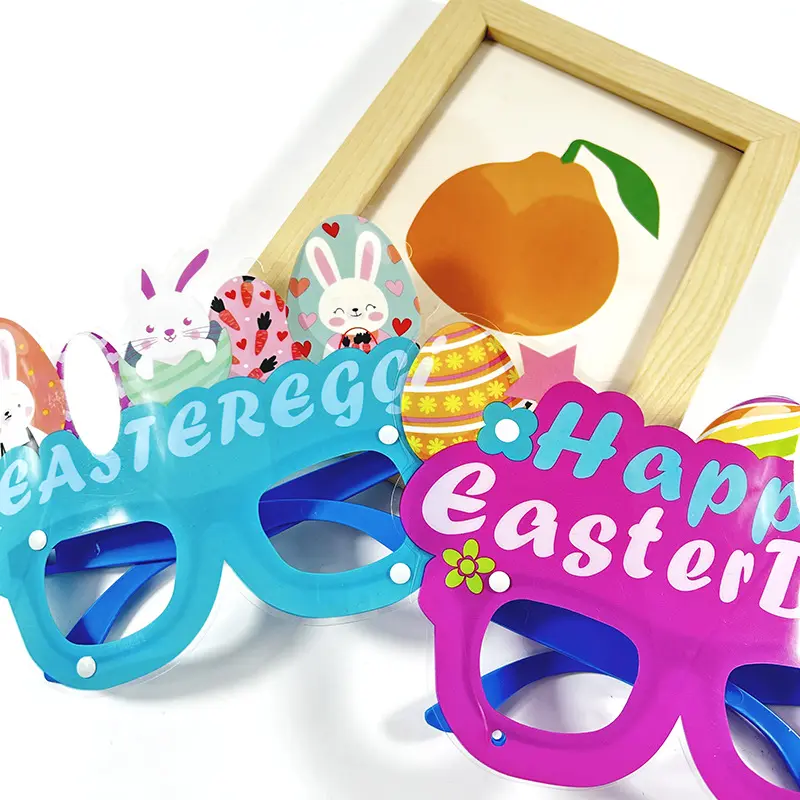2024 Neuheit Ostern Karikatur Kaninchen-Ei Pvc-Gläser Kinderparty Feiertag Dekoration Foto-Requisiten Brillenrahmen