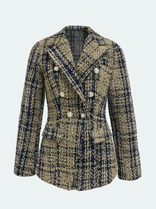 Hot Plaid Double-breasted <strong>Suit</strong> Collar Slim-fit Custom blazer <strong>Tweed</strong> blazer Blazers Ladies Women - Product Image 6