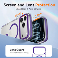 Coque de téléphone portable magnétique transparente antichoc pour iPhone 17 18 Pro Max, avec cadre d'objectif métallique, tendance, pour fille, couleur violet premium