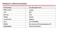 Nouvelle lentille de projecteur LED automobile Yutai (Bi-LED) 6000K 10000 Lumens 12V/24V YT-50-N pour la mise à niveau/rétrofit de la Versa 2023