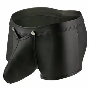 Wholesale Leather Front Open Love Sexy Gay Men's Briefs & Boxers Underwear With Pouch Bulge