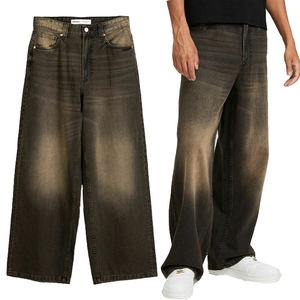 Wholesale Custom <b>Mop</b> Hip Hop Jeans Men Distressed Washed Straight Baggy Jeans Men Fashion Vintage Men's Jeans High Quality - Product Image 1