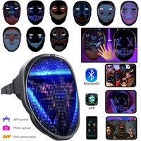 Masque de fête LED pleine couleur en PVC, programmable via application Bluetooth, taille adulte, pour Halloween, Noël, cosplay, 2074 LED, 2000 mAh