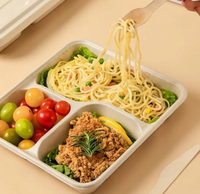 Plateau alimentaire en bagasse de canne à sucre de 1200 ml, en fibre végétale, pour la restauration