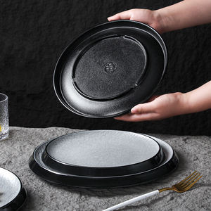 Assiette de restaurant jetable en mélamine, écologique, non toxique, durable, incassable, avec motif de pierre <span class=keywords><strong>grise</strong></span>, passe au lave-vaisselle - Product Image 2