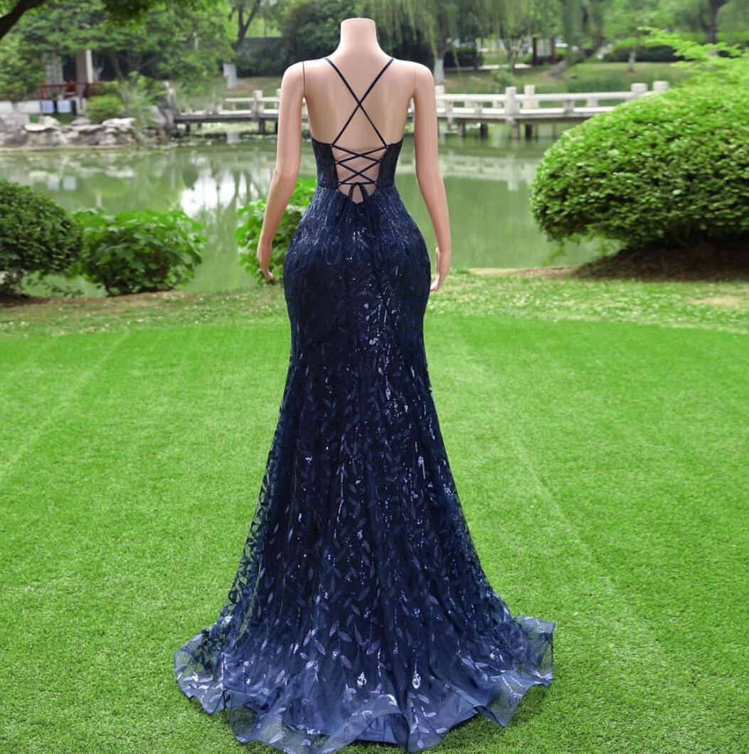 blue spring dress with sleeves Backless Mermaid Light Blue Lace Tulle Long Prom Dress, Mermaid Light –  abcprom main image 0