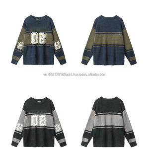 Pull en maille personnalisable pour femme, col rond, style preppy, avec blocs de couleur et lettres, coupe ample, idéal pour l'automne et toutes les occasions - Product Image 2