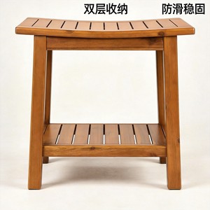 Tabouret de douche double couche en teck, 35.6x50.8x45.7 Cm, bois massif, imperméable, Anti-corrosion, pour personnes âgées, usage domestique - Product Image 2