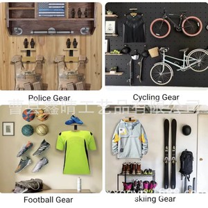 Perchero táctico de madera para ropa, montado en la pared, de acero al carbono y madera maciza, organizador rectangular para almacenamiento en garaje, para casco de motocicleta y más. - Product Image 2