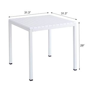 Ensemble de salle à manger moderne en plastique pour l'extérieur, table carrée, 4 fauteuils empilables, pré-assemblé, imperméable, résistant aux UV, pour jardin, café, piscine - Product Image 4