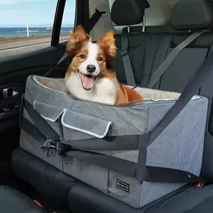 Seggiolino per cani da viaggio per animali domestici con cintura di sicurezza a due lati, custodia per cuscino, seggiolino auto per cani di medie dimensioni
