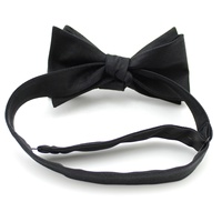 Noeud papillon Gentleman smoking mode couleur unie réglable tissé détachable classique Repp noir soie auto-cravate noeuds papillon pour hommes
