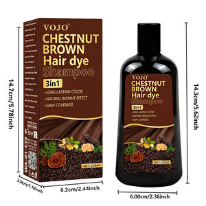 Tinte para el Cabello Castaño Oscuro VOJO en Champú de 100 ml, Sin Amoníaco, con Extracto Herbal, Larga Duración, Cobertura de Canas, Venta al Por Mayor, OEM, Marca Privada - Product Image 5