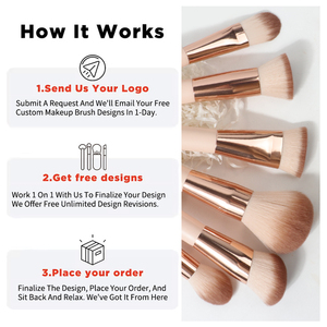 Brochas de Maquillaje Veganas de Alta Calidad y Bajo <span class=keywords><strong>Precio</strong></span>, con Mango de Madera, Brochas de Maquillaje al por Mayor, Juego de Brochas de Maquillaje con Mango Rosa - Product Image 6