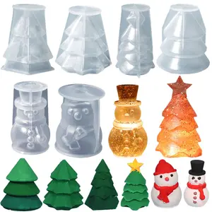 圣诞树雪人滴胶模具硅胶模具跨界圣诞灯座蜡烛模具