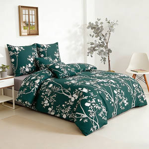 Ensemble de couette King Size toutes saisons Green Boho Floral 200TC en coton écologique lavable pour la maison et le lit EU - Product Image 2