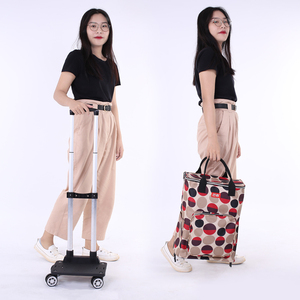 Foldable Aluminum Frame Hand Push Rolling Cart with Waterproof Insulated Cooler Bag, Portable Shopping Travel Grocery <strong>Trolley</strong> - Product Image 1