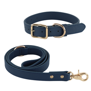 Collar de perro mascota de cuero de primera capa antipérdida de lujo personalizado patrón sólido etiqueta de nombre personalizada moderna para animales pequeños gatos - Product Image 1