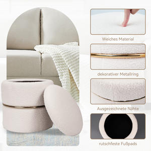 Ensemble de poufs de rangement modernes Sherpa, 2 pièces, finition dorée, design multifonctionnel, tissu doux, pour salon, chambre, école - Product Image 3