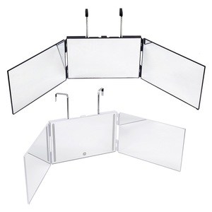 360 Degree 3 Way <strong>Foldable</strong> Hanging Extend Tri-Fold Cosmetic Wall Mounted Makeup <strong>Mirror</strong> Lighted Hair Cutting Tool - Product Image 2