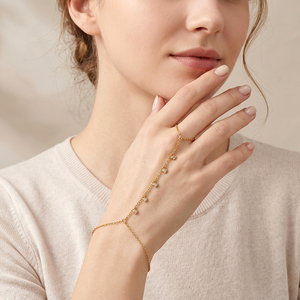 CLIORO Bracciale da <span class=keywords><strong>Donna</strong></span> Ipoallergenico Impermeabile Regolabile in Acciaio Inossidabile Placcato Oro per Accessori da Matrimonio - Product Image 1