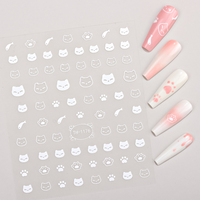 Haute qualité ongles autocollants blanc noir chat 3D étanche décoration populaire Nail Art amélioration ongles décalcomanies