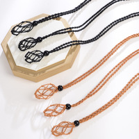 Collier en Filet Accesoires de Bijoux en Cristal de Pierre Naturelle Colorée, Pendentif Rétro en Filet Tressé avec Chaîne Cordon Ajustable