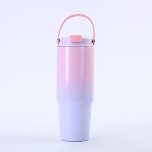 Gobelet isotherme portable en acier inoxydable 304 de 30 oz (350 ml) à double paroi, nouveau coloris dégradé, pour voiture et camping, idéal pour les boissons froides classiques - Product Image 4