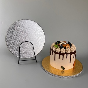 Plato Base Redondo/Cuadrado para Tartas Sunshine de 4/6/8/10/12/14 Pulgadas y 13mm de Grosor, Dorado/Plateado, para Exhibición de Postres y Repostería - Product Image 2
